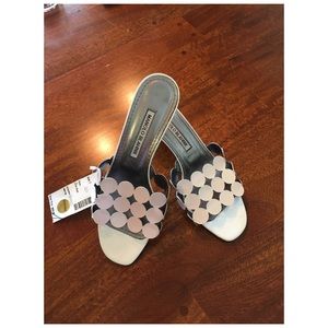 New Manolo Blahnik white dot heels